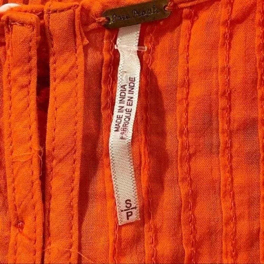 Free People Constant Crush Orange Pleated Top - Picture 6 of 6